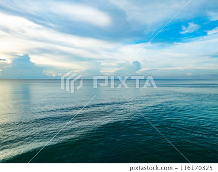 Aerial view of amazing sea surface water texture background,Beautiful sky clouds background 116170325