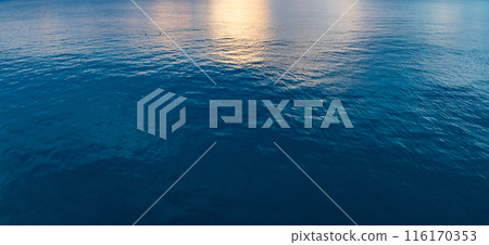 Aerial flying drone view Waves water surface texture on sunny tropical ocean in Phuket island Thailand 116170353