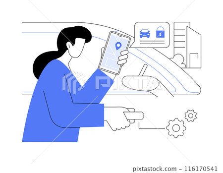 Opening a carsharing car abstract concept vector illustration. 116170541