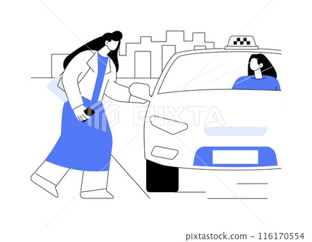 Boarding a taxi abstract concept vector illustration. 116170554