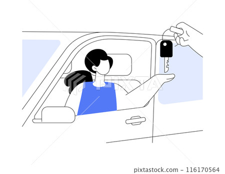 Rental car pick up point abstract concept vector illustration. Rental car pick up point abstract concept vector illustration. 116170564
