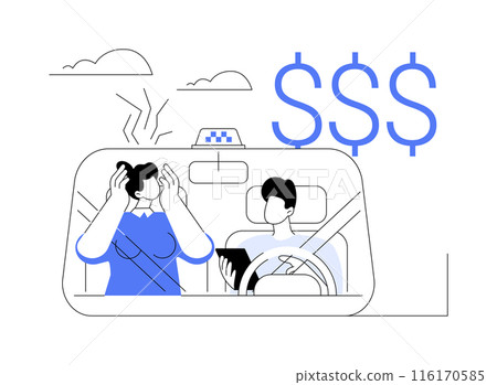 Expensive taxi ride abstract concept vector illustration. 116170585