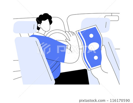 Paying for a taxi with cash abstract concept vector illustration. Paying for a taxi with cash abstract concept vector illustration. 116170590