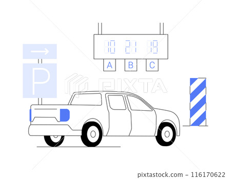 Parking guidance system abstract concept vector illustration. Parking guidance system abstract concept vector illustration. 116170622