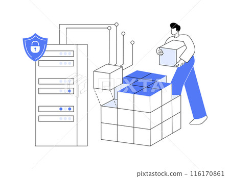 Blockchain cybersecurity abstract concept vector illustration. 116170861