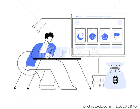NFT marketplace abstract concept vector illustration. NFT marketplace abstract concept vector illustration. 116170870