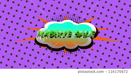 Image of massive sale text over retro vibrant pattern background 116170872