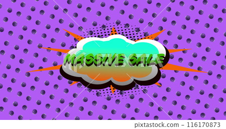 Image of massive sale text over retro vibrant pattern background 116170873