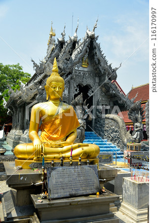 Beautiful scenery of Wat Srisuphan, famous as the Silver Temple in Chiang Mai, Thailand Beautiful scenery of Wat Srisuphan, famous as the Silver Temple in Chiang Mai, Thailand 116170997