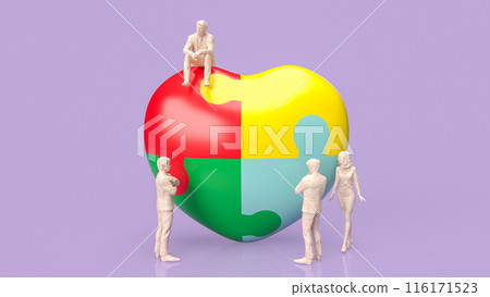 The puzzle heart multicolour  for empathy and teamwork 3d rendering. 116171523