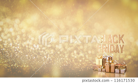 The Black Friday text and gift box for offer or advertising concept 3d rendering. 116171530
