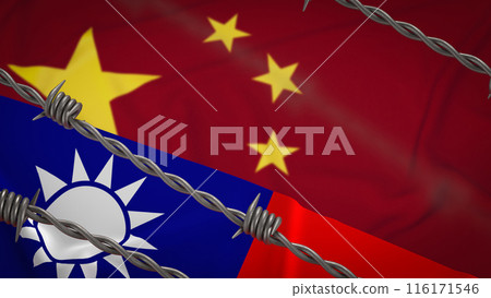 The china and Taiwan flag for Background concept 3d rendering. The china and Taiwan flag for Background concept 3d rendering. 116171546