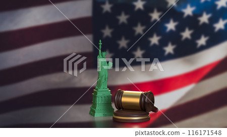 The statue of liberty and wood hammer for law concept 3d rendering. The statue of liberty and wood hammer for law concept 3d rendering. 116171548