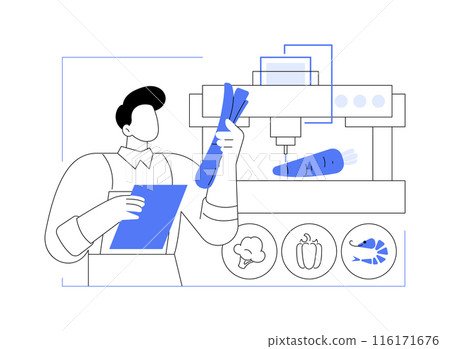 3D printing of food abstract concept vector illustration. 116171676