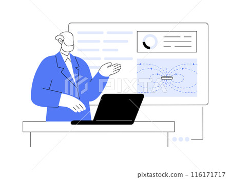 Participate in physics conference abstract concept vector illustration. Participate in physics conference abstract concept vector illustration. 116171717