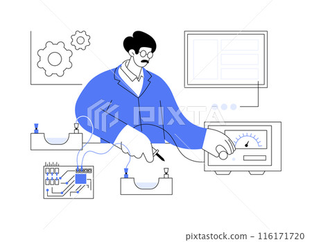 Conduct physics experiment abstract concept vector illustration. Conduct physics experiment abstract concept vector illustration. 116171720