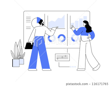 Analyzing business data abstract concept vector illustration. 116171765
