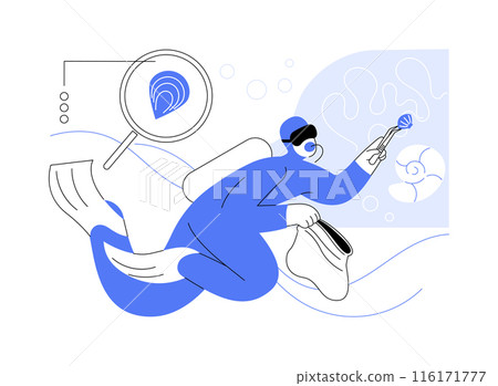 Collecting samples at the sea abstract concept vector illustration. Collecting samples at the sea abstract concept vector illustration. 116171777