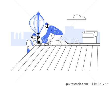 Small-scale wind power abstract concept vector illustration. Small-scale wind power abstract concept vector illustration. 116171786