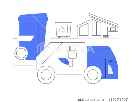 Electric garbage truck abstract concept vector illustration. 116171797