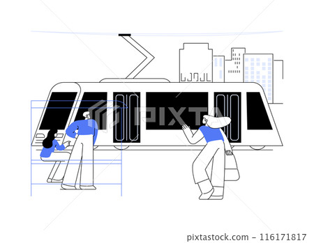 Tram abstract concept vector illustration. 116171817