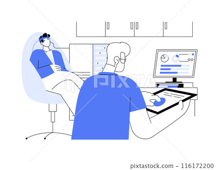 Brain-computer interface development abstract concept vector illustration. Brain-computer interface development abstract concept vector illustration. 116172200
