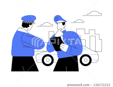 Police patrol car abstract concept vector illustration. 116172222