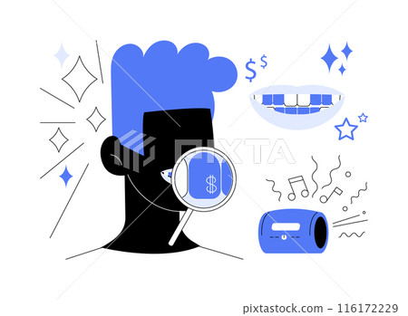 Grillz teeth abstract concept vector illustration. 116172229