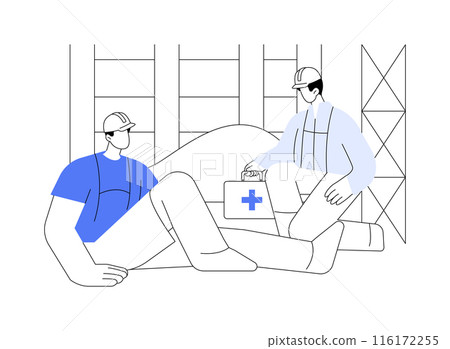 Work-related injury first aid abstract concept vector illustration. 116172255