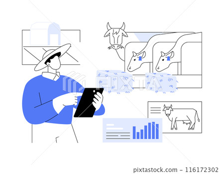 Livestock feeding statistics abstract concept vector illustration. 116172302