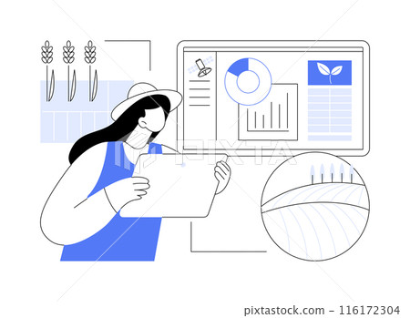 Smart farming dashboard abstract concept vector illustration. Smart farming dashboard abstract concept vector illustration. 116172304