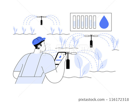 Irrigation monitoring abstract concept vector illustration. Irrigation monitoring abstract concept vector illustration. 116172318