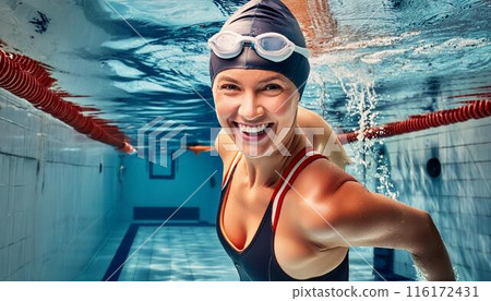 A woman swimming A woman swimming 116172431