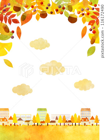 秋天,秋葉,城市景觀,城市,可愛,插圖,背景,垂直 秋天,秋葉,城市景觀,城市,可愛,插圖,背景,垂直 116172490