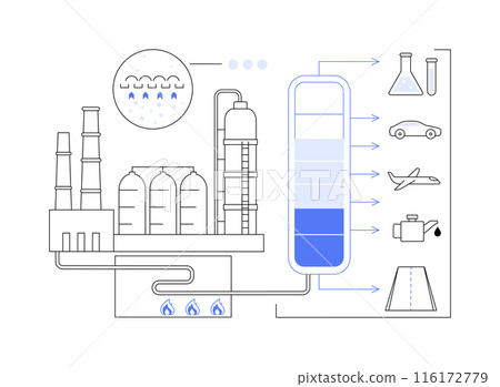 Crude oil distillation abstract concept vector illustration. 116172779