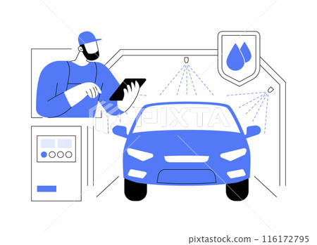 Automotive shower test abstract concept vector illustration. 116172795