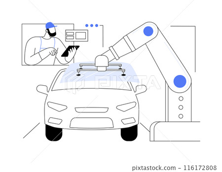 Robotic glass installation abstract concept vector illustration. 116172808