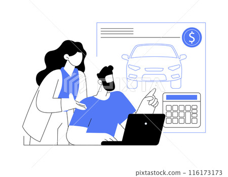 Car manufacturing cost analysis abstract concept vector illustration. 116173173