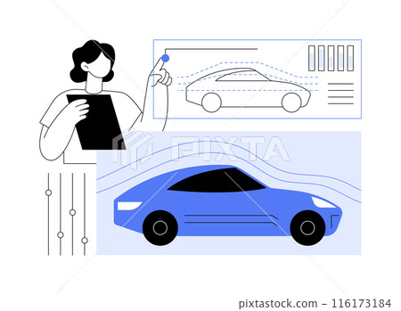 Car aerodynamics testing abstract concept vector illustration. Car aerodynamics testing abstract concept vector illustration. 116173184