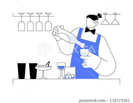 Mixing cocktail ingredients abstract concept vector illustration. Mixing cocktail ingredients abstract concept vector illustration. 116173261