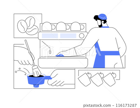Cleaning coffee machine abstract concept vector illustration. Cleaning coffee machine abstract concept vector illustration. 116173287