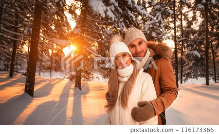 Snowy mountain and foreign couple 116173366