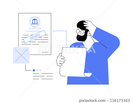Immigration application denied abstract concept vector illustration. Immigration application denied abstract concept vector illustration. 116173383
