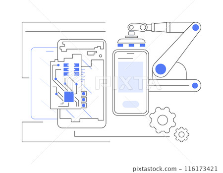 Smartphone assembling abstract concept vector illustration. 116173421