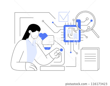Circuit boards inspection abstract concept vector illustration. Circuit boards inspection abstract concept vector illustration. 116173423
