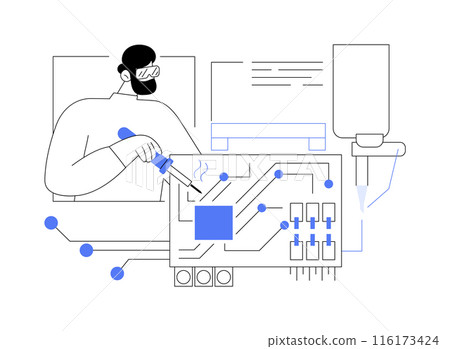 Soldering circuit boards abstract concept vector illustration. 116173424