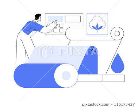 Denim dyeing abstract concept vector illustration. Denim dyeing abstract concept vector illustration. 116173427