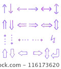 Simple arrow handwritten icon set purple 116173620