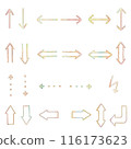 Simple arrow handwritten icon set in aurora color 116173623