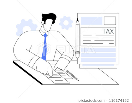 Filing tax form abstract concept vector illustration. 116174132